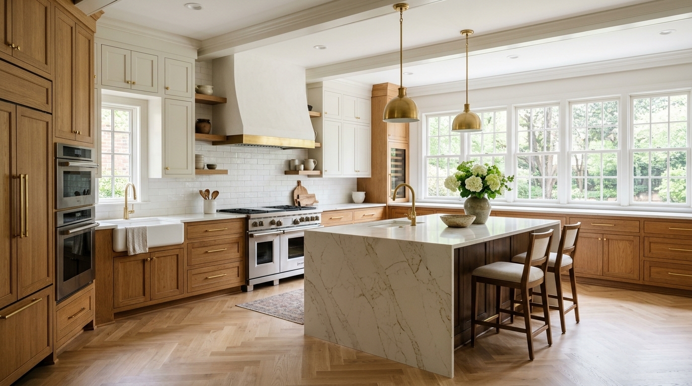 Remodeled Memphis kitchen with custom cabinetry and quartz island